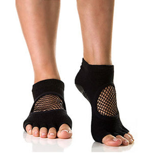 Open Toe Black Phish Net Grip Socks by Arebesk